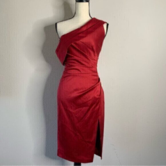 Lavish Alice Burgundy Off The Shoulder Pleated Side Cocktail Dress - Picture 7 of 15